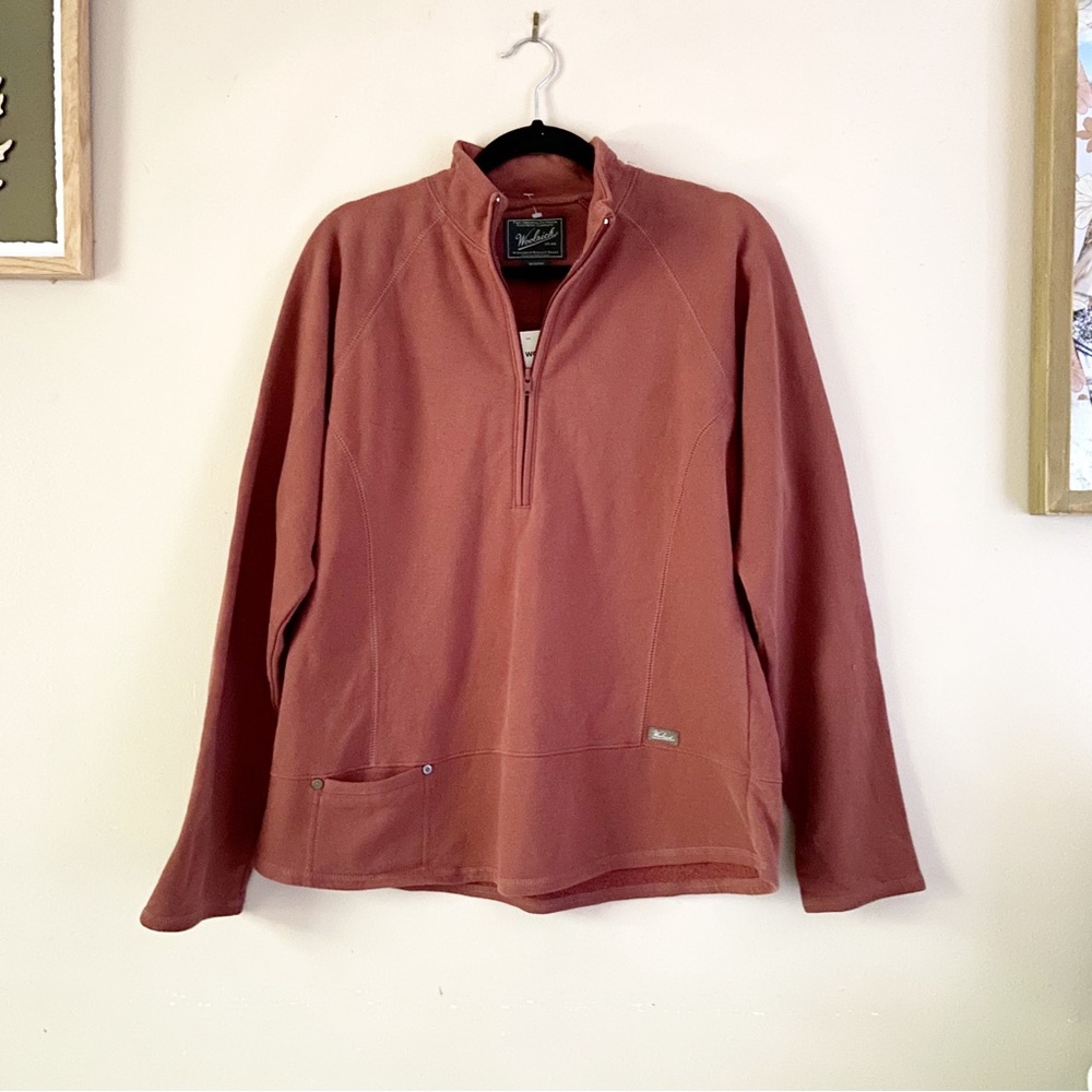 WOOLRICH• womens new highland burnt orange quarter zip pullover size medium nwt